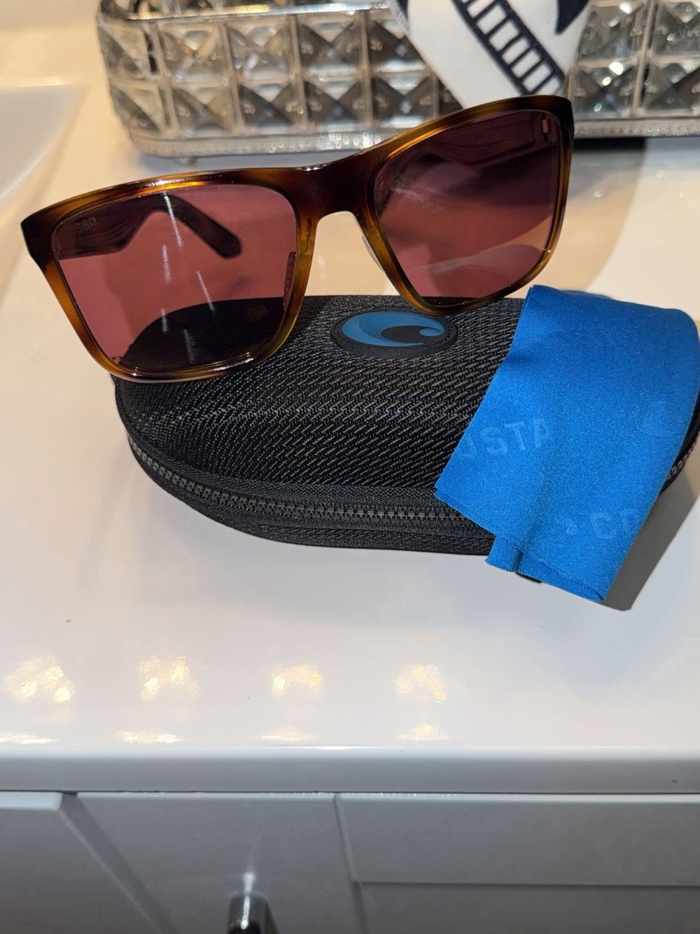 Costa Tortoise Frame Sunglasses with Pink Lenses
